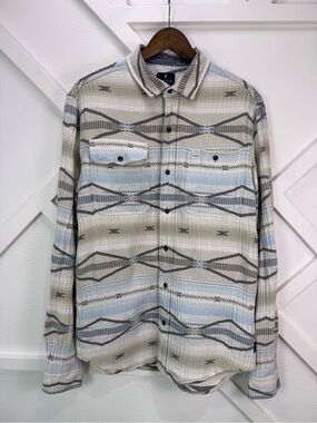 Roark Revival Jacquard Flannel Shirt Southwestern Aztec Cotton Woven Size Medium